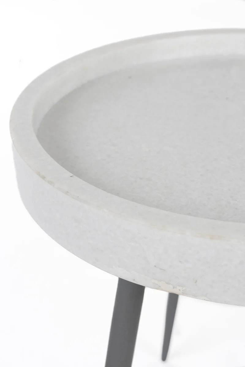 White Label Living Beistelltisch Karrara – Weiß, Marmor, 33 × 33 × 45 cm