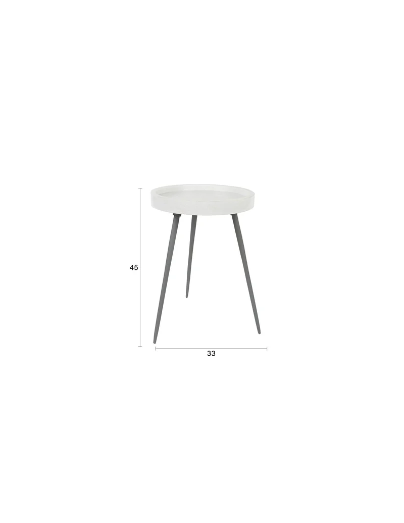 White Label Living Beistelltisch Karrara – Weiß, Marmor, 33 × 33 × 45 cm