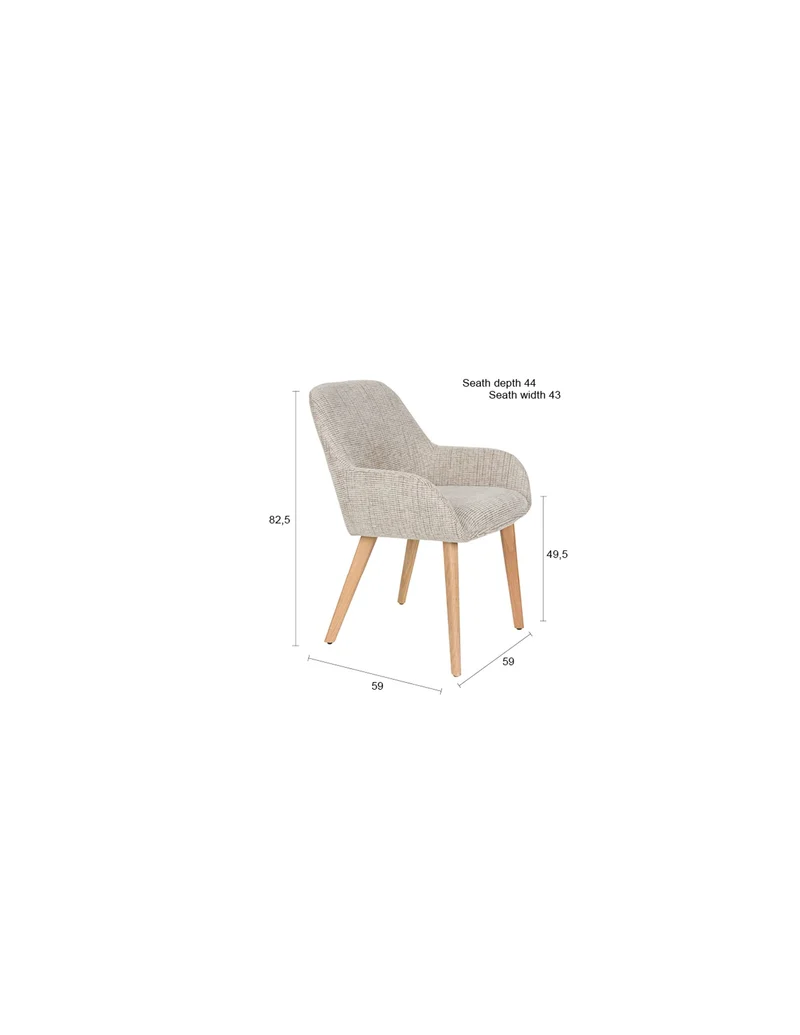 White Label Living Stuhl Loua – Braun, 59 × 59 × 82,5 cm, 2er-Set