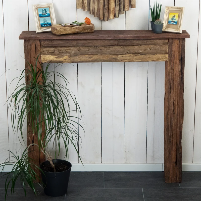 DEKO KAMIN KONSOLE "COTTAGE" | Mahagoni Holz, 106 cm | Kaminumrandung