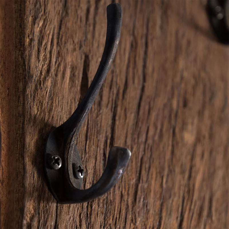 WANDGARDEROBE "BOARD III" | 4 Haken, Massivholz | Garderobenpaneel