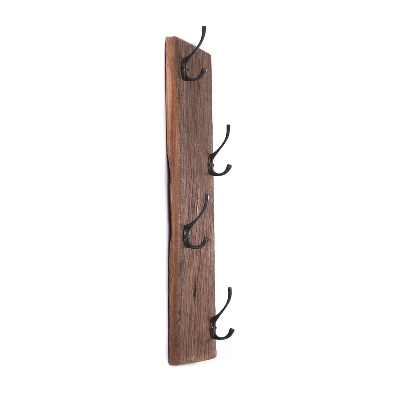 WANDGARDEROBE "BOARD III" | 4 Haken, Massivholz | Garderobenpaneel