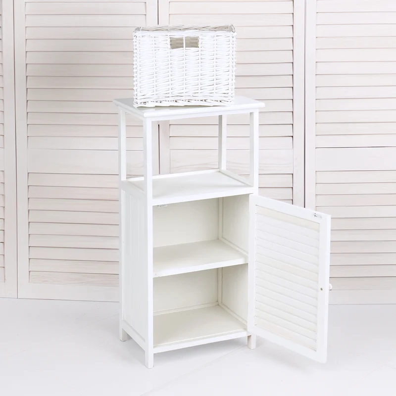 BADSCHRANK "FRITZ" | Mahagoni Holz, 1 Rattan Korb | Bad Kommode