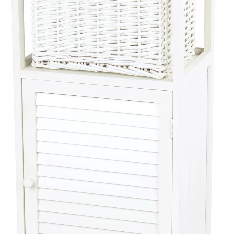 BADSCHRANK "FRITZ" | Mahagoni Holz, 1 Rattan Korb | Bad Kommode