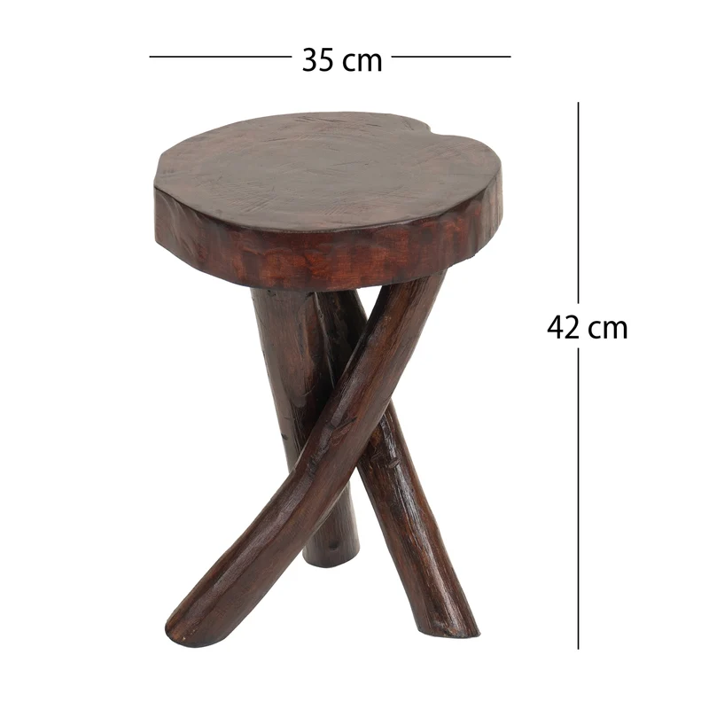 RUNDER HOLZTISCH TEAK 40x34cm (HxB) braun, Massivholz Beistelltisch