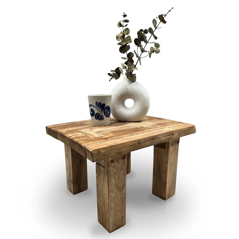 BEISTELLTISCH GRAIN 40x32cm(TxB), kleiner Holzhocker aus Holz