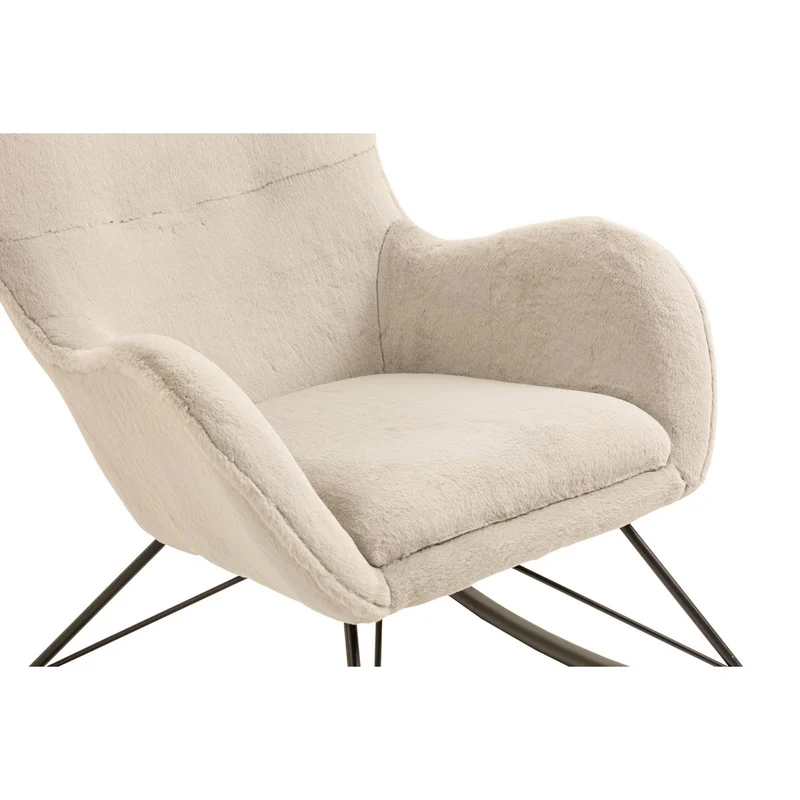 Schaukelsessel mit Eichenholzkufen – Lammfelloptik, Beige