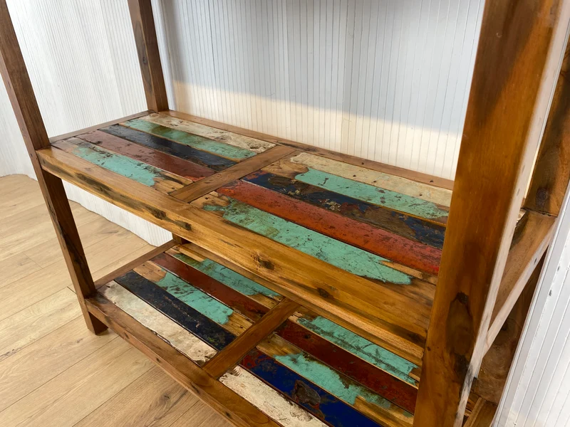 Boatwood by WMK # Schönes, sehr stabiles und hochwertiges Regal aus altem Bootsholz, ein handgefertigtes Unikat aus massivem Teakholz