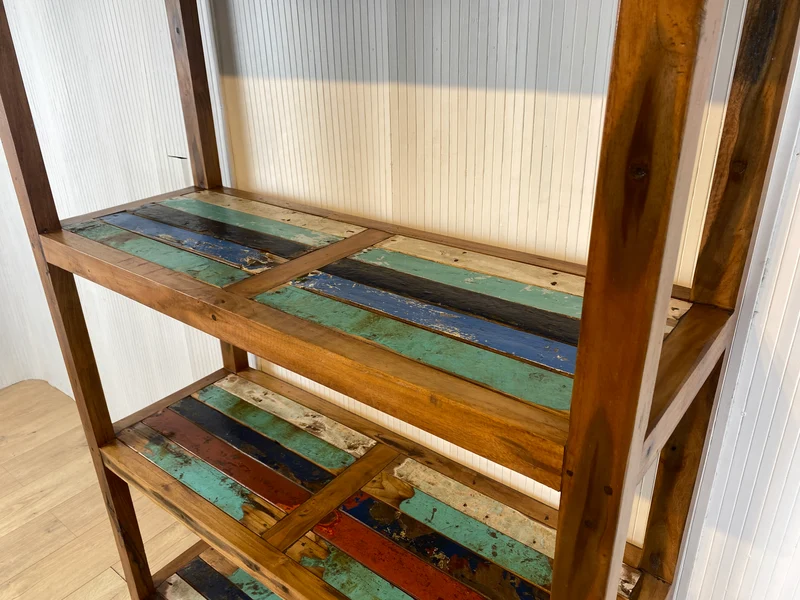 Boatwood by WMK # Schönes, sehr stabiles und hochwertiges Regal aus altem Bootsholz, ein handgefertigtes Unikat aus massivem Teakholz
