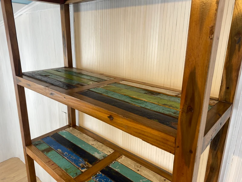 Boatwood by WMK # Schönes, sehr stabiles und hochwertiges Regal aus altem Bootsholz, ein handgefertigtes Unikat aus massivem Teakholz