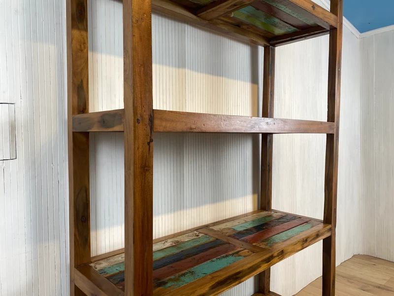 Boatwood by WMK # Schönes, sehr stabiles und hochwertiges Regal aus altem Bootsholz, ein handgefertigtes Unikat aus massivem Teakholz