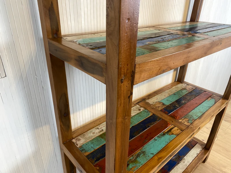 Boatwood by WMK # Schönes, sehr stabiles und hochwertiges Regal aus altem Bootsholz, ein handgefertigtes Unikat aus massivem Teakholz
