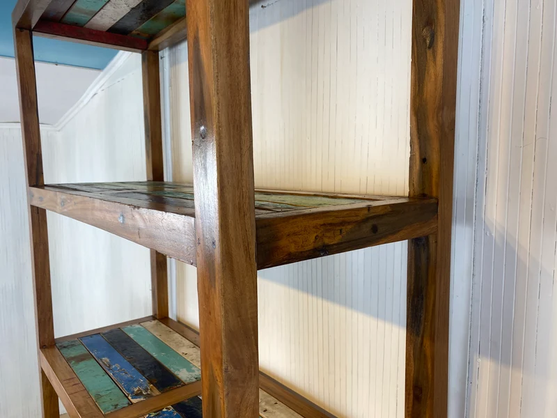 Boatwood by WMK # Schönes, sehr stabiles und hochwertiges Regal aus altem Bootsholz, ein handgefertigtes Unikat aus massivem Teakholz