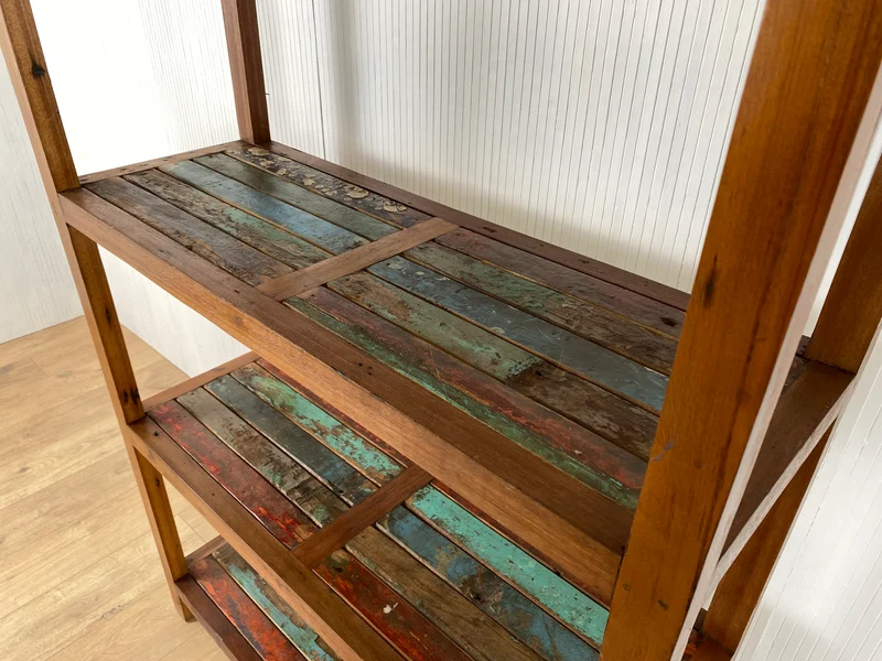 Boatwood by WMK # Besonders schönes, sehr stabiles und hochwertiges Regal aus altem Bootsholz, ein handgefertigtes Unikat aus massivem Teakholz