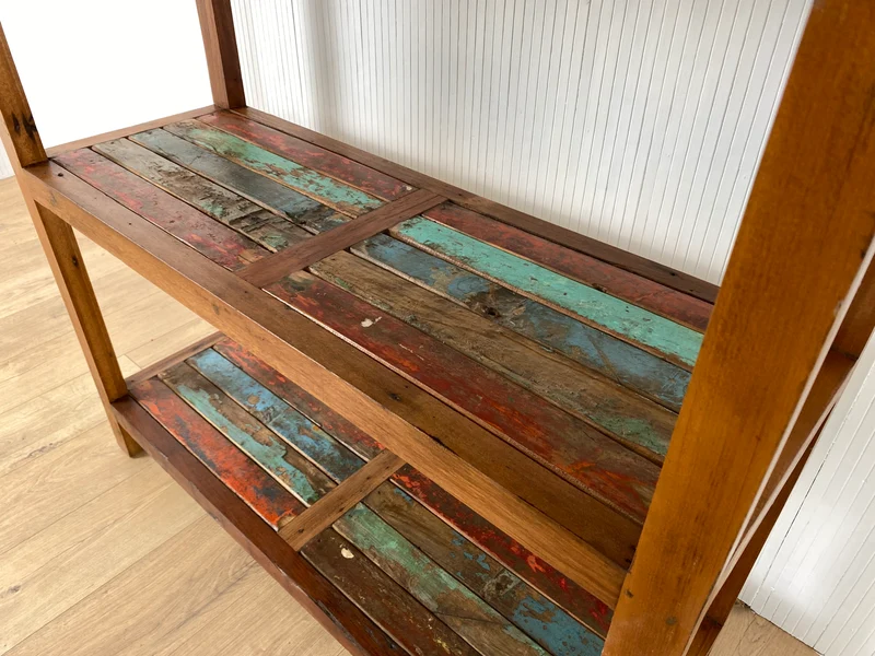Boatwood by WMK # Besonders schönes, sehr stabiles und hochwertiges Regal aus altem Bootsholz, ein handgefertigtes Unikat aus massivem Teakholz