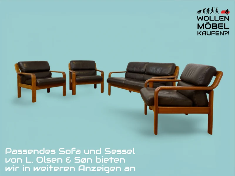 WMK # Rarer & gut erhaltener runder skandinavischer Mid-Century Designercouchtisch von L. Olsen & Søn Møbelfabrik aus massivem Teakholz