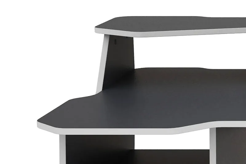 Schreibtisch MATRIX / Gaming-Tisch in Anthrazit mit Kanten in Weiß / Mit viel Stauraum und großer Tischplatte / Computer-Tisch / PC / Arbeits-Tisch / B 180, H 76, T 85cm