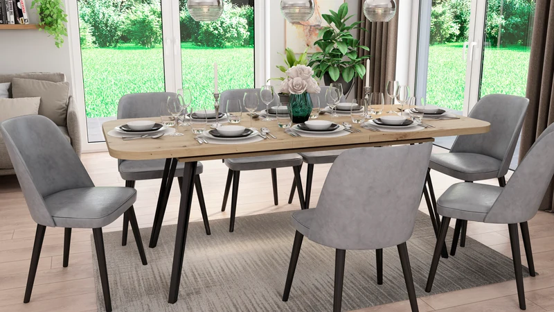 Esszimmertisch LIFE / Eiche-Optik braun / großer Auszugstisch 160 cm bis 240 cm / Tisch mit Ausziehfunktion / Tisch mit Synchronauszug und 2 Einlegeplatten / 160-240 x 90, H 76 cm