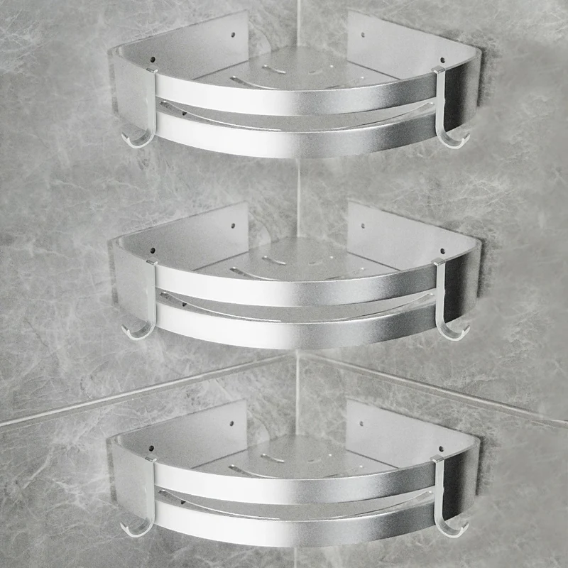 Yorbay 3 Stücke Duschregal aus Aluminium, ohne Bohren zu montieren