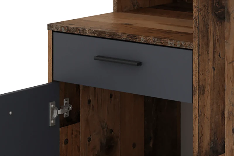Schreibtisch LOUIS / Inkl. 1 Tür + 1 Schubkasten + 3 offenen Fächern / Weiß, Artisan Eiche (Eiche-Optik) oder Old Wood (Altholz-Optik) / Computertisch / XXL-Tisch / Arbeitstisch / Holztisch / Bürotisch / 140 x 89 x 55 cm (BxHxT)