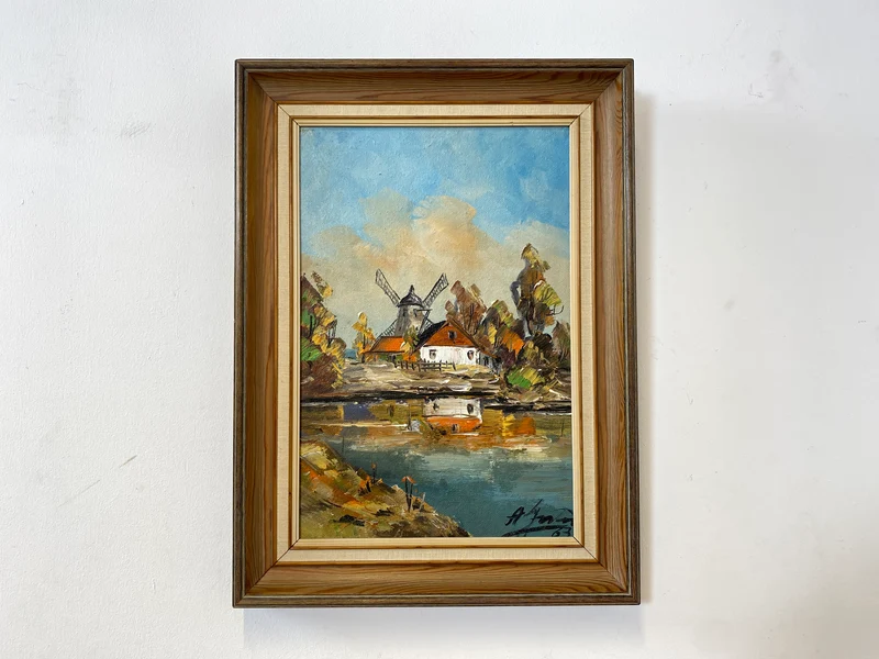 WMK Freundliches, gut gemaltes & sehr gut erhaltenes schwedisches Vintage Öl auf Spannplatte Gemälde , 41x56cm, signiert, Holzrahmen
