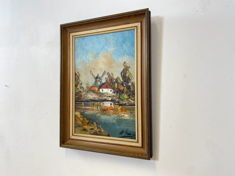 WMK Freundliches, gut gemaltes & sehr gut erhaltenes schwedisches Vintage Öl auf Spannplatte Gemälde , 41x56cm, signiert, Holzrahmen