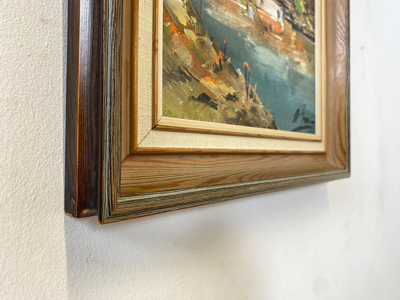 WMK Freundliches, gut gemaltes & sehr gut erhaltenes schwedisches Vintage Öl auf Spannplatte Gemälde , 41x56cm, signiert, Holzrahmen
