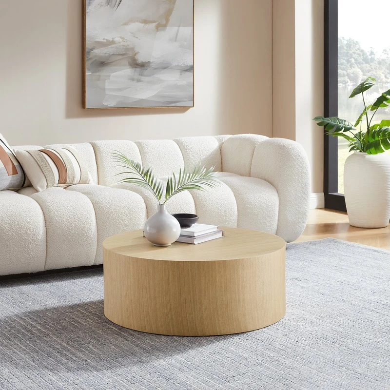 Couchtisch Noma mit Eichenfurnier – Natur, Ø 80 cm