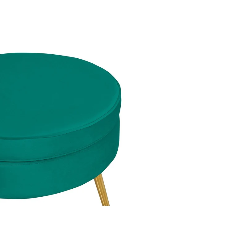 Runder Sitzpouf in Samtoptik – Grün/Gold, Ø 52 cm