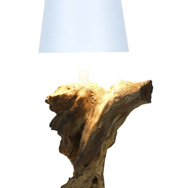 LED-Akku-Tischleuchte mit Holzfuß – Natur/Weiß, 29 cm