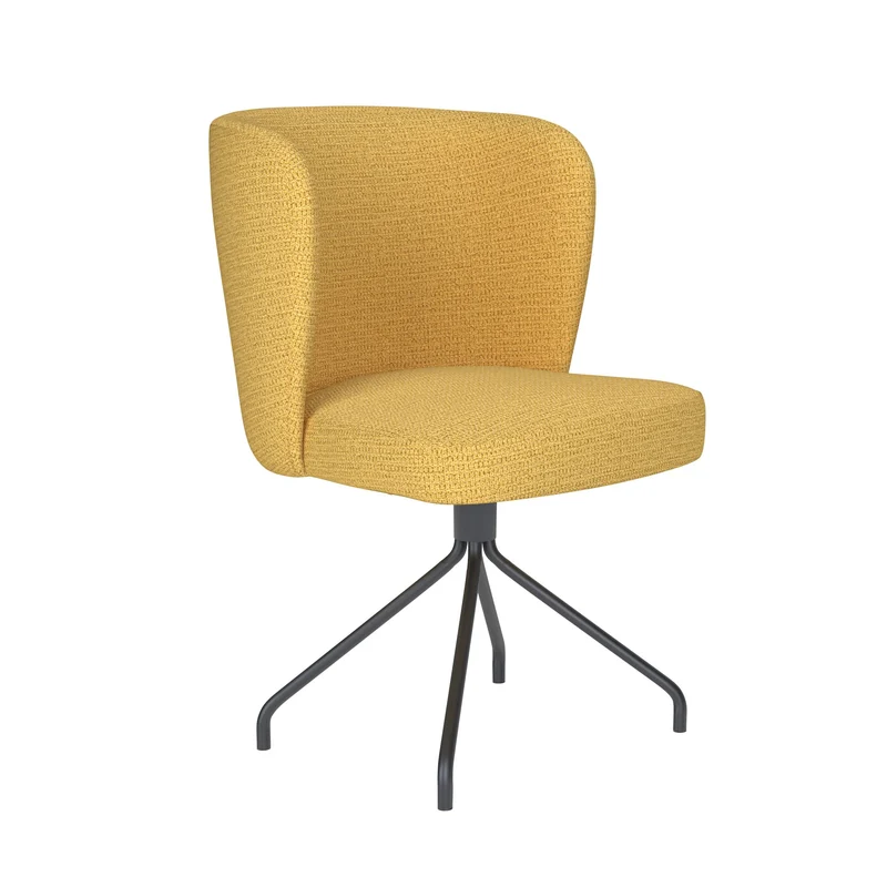 White Label Living Stuhl Stan Ocker Drehgestell – Polyester, 57 × 53 × 82 cm