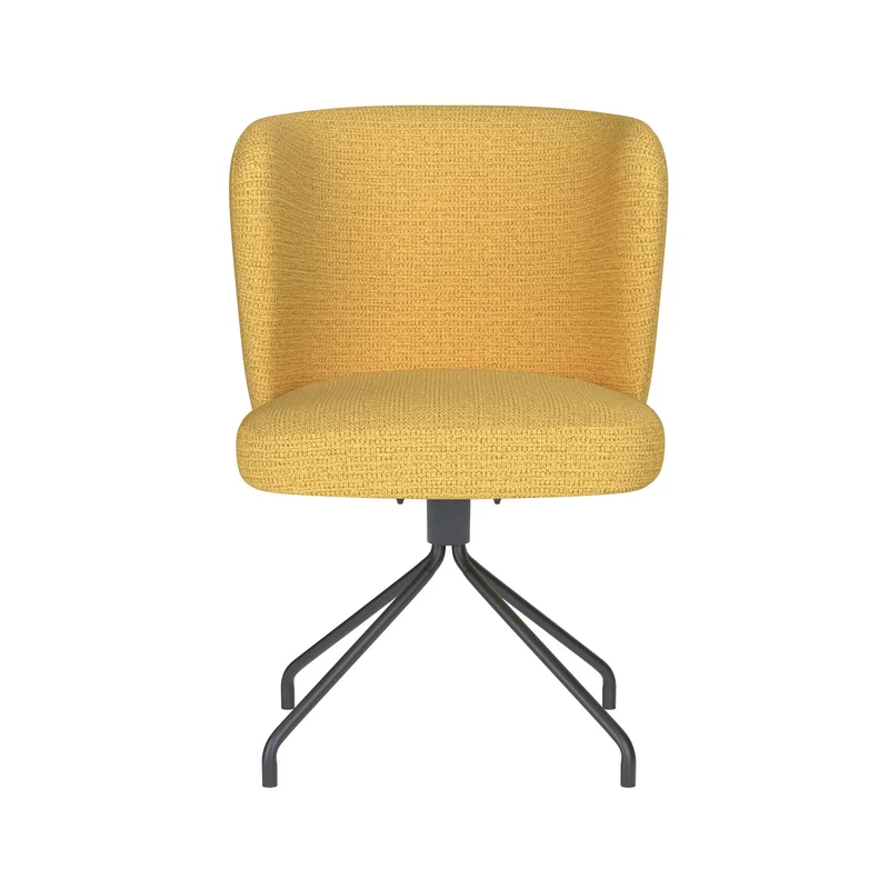 White Label Living Stuhl Stan Ocker Drehgestell – Polyester, 57 × 53 × 82 cm