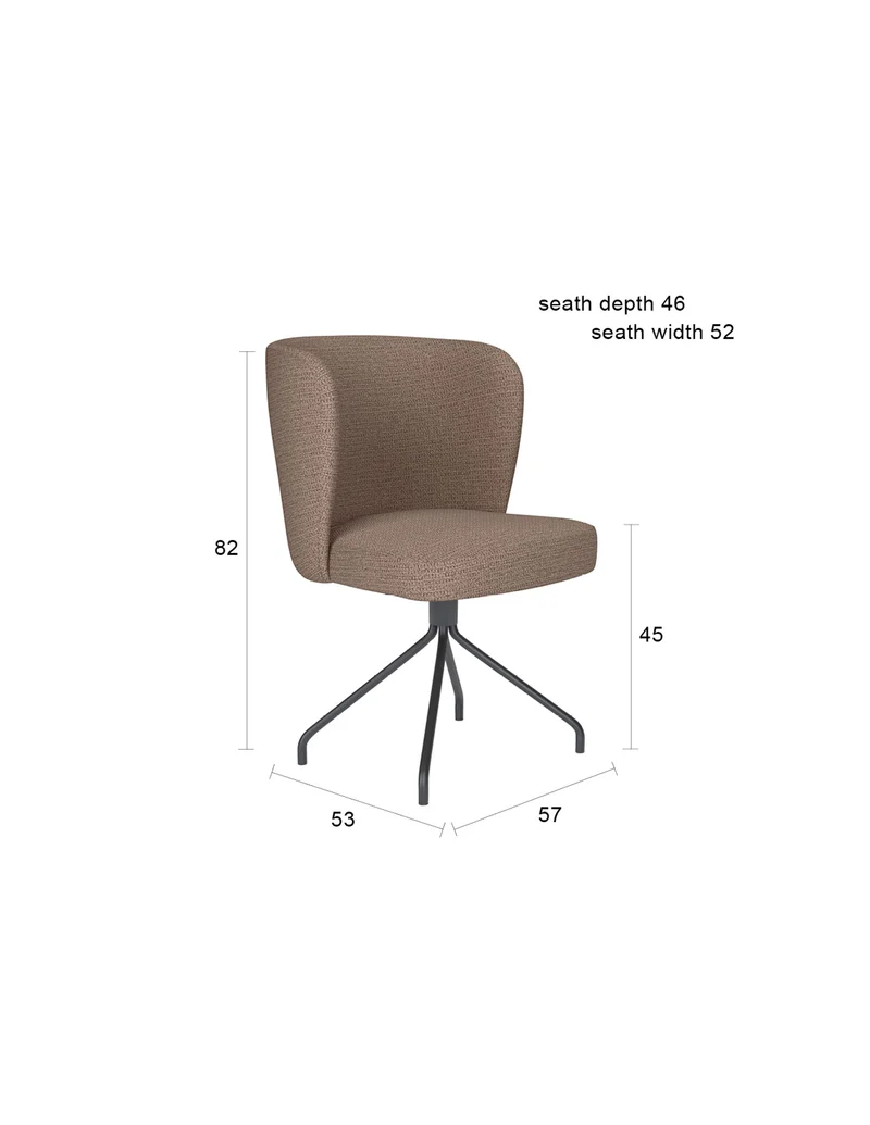 White Label Living Stuhl Stan Ocker Drehgestell – Polyester, 57 × 53 × 82 cm
