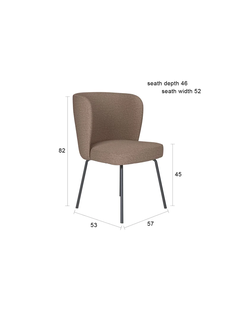 White Label Living Stuhl Stan Grau 4 Metallbeine – 57 × 53 × 82 cm