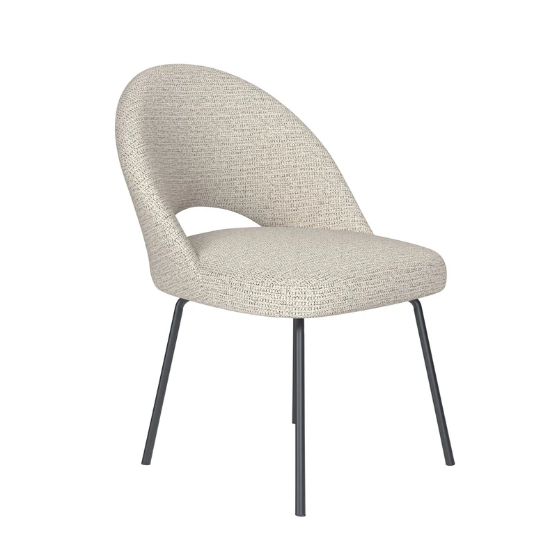 White Label Living Stuhl Mick Off-Weiß 4 Metallbeine – 60 × 56 × 83 cm