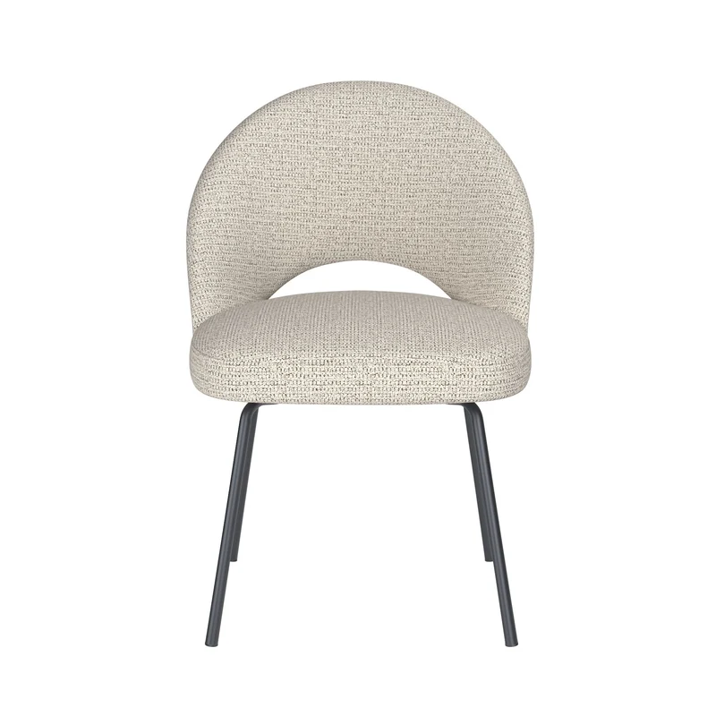 White Label Living Stuhl Mick Off-Weiß 4 Metallbeine – 60 × 56 × 83 cm