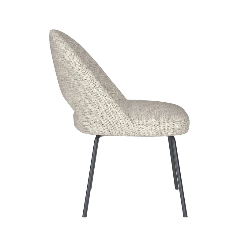 White Label Living Stuhl Mick Off-Weiß 4 Metallbeine – 60 × 56 × 83 cm