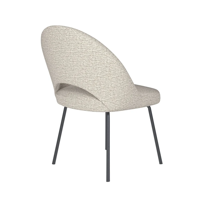 White Label Living Stuhl Mick Off-Weiß 4 Metallbeine – 60 × 56 × 83 cm