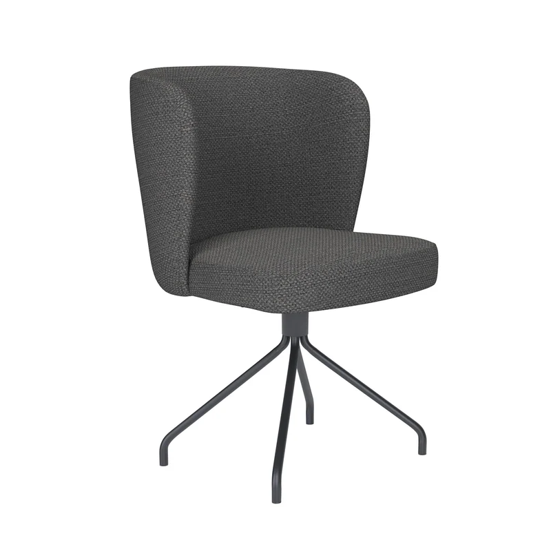 White Label Living Stuhl Stan Grau Drehgestell – Polyester, 57 × 53 × 82 cm