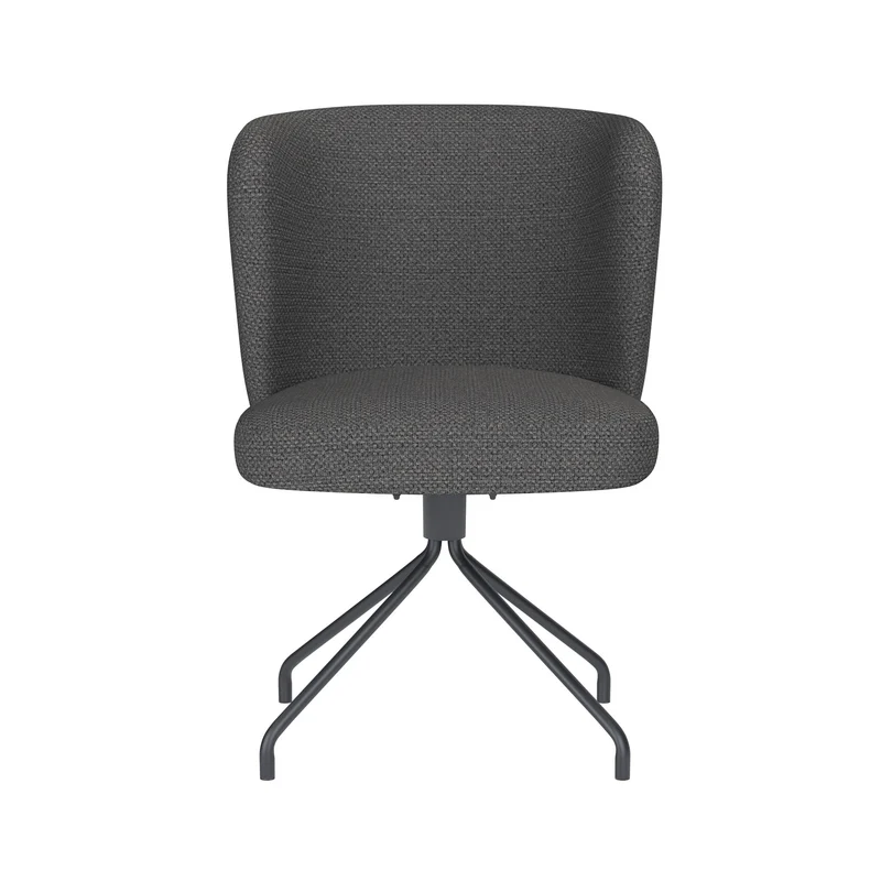 White Label Living Stuhl Stan Grau Drehgestell – Polyester, 57 × 53 × 82 cm