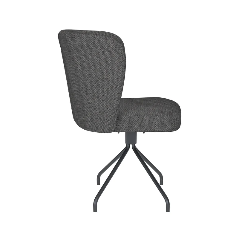 White Label Living Stuhl Stan Grau Drehgestell – Polyester, 57 × 53 × 82 cm