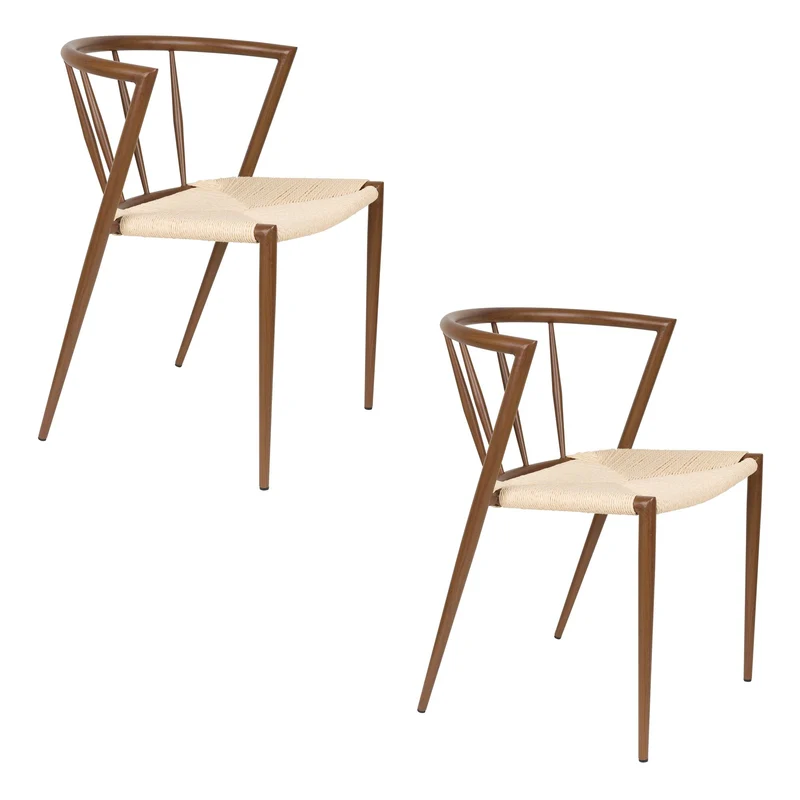 White Label Living Stuhl Che – Nussbaum, Eisen, 46 × 52 × 70 cm, 2er-Set