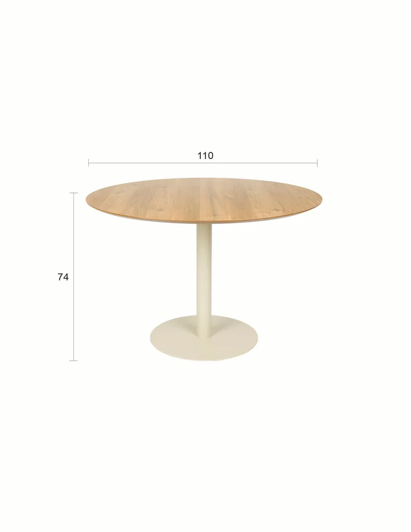 White Label Living Esstisch Steven – Beige, MDF, 110 × 110 × 74 cm