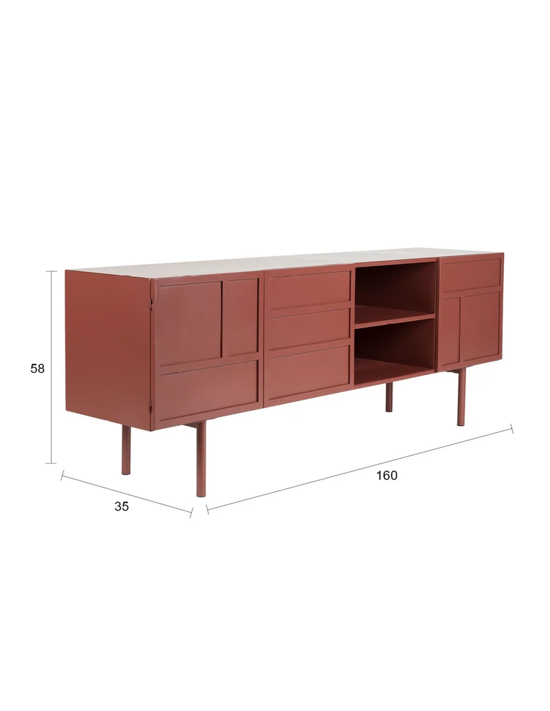 White Label Living Sideboard Davis – Eisen, 36 × 160 × 58 cm