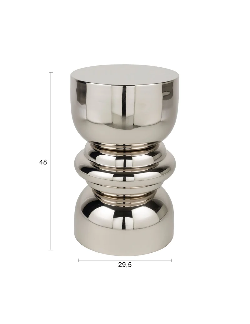 White Label Living Beistelltisch Kinga Silver – Eisen, 29,5 × 29,5 × 48 cm