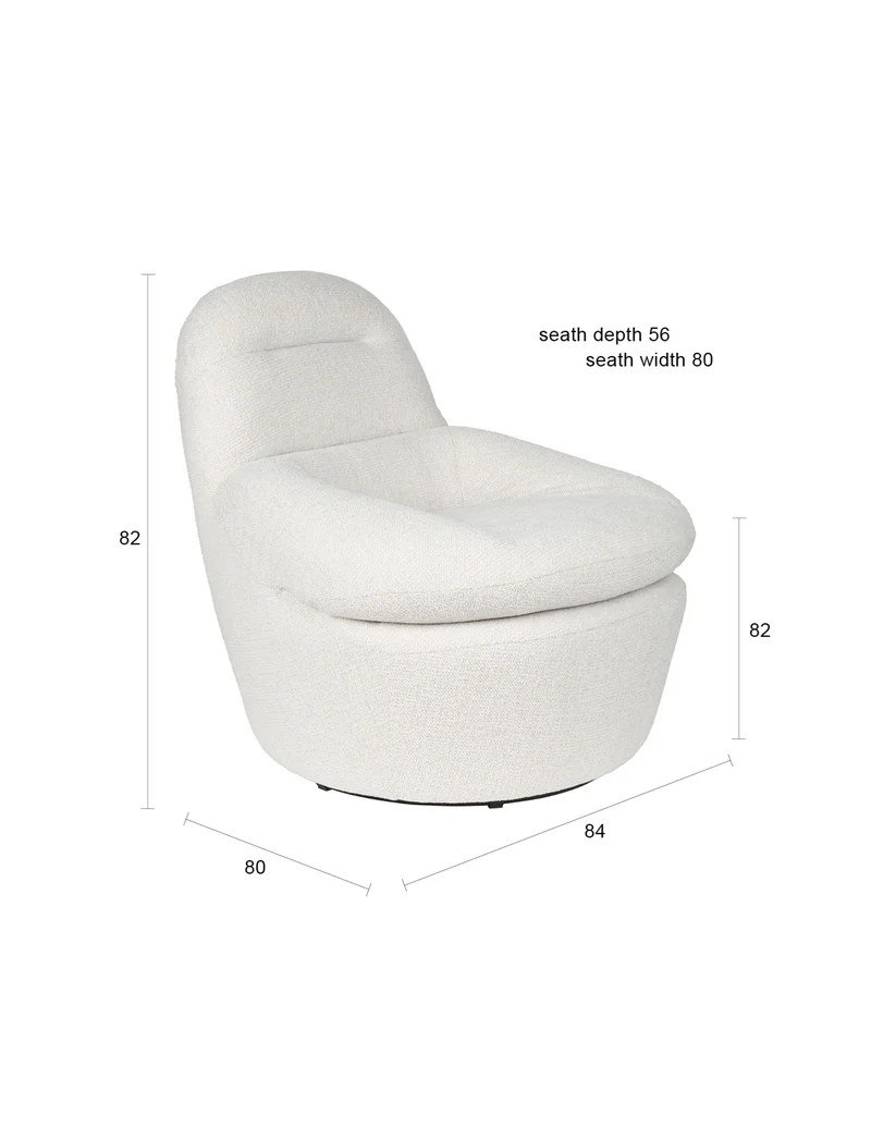 White Label Living Loungesessel Velvoro – Polyester, 84 × 80 × 82 cm