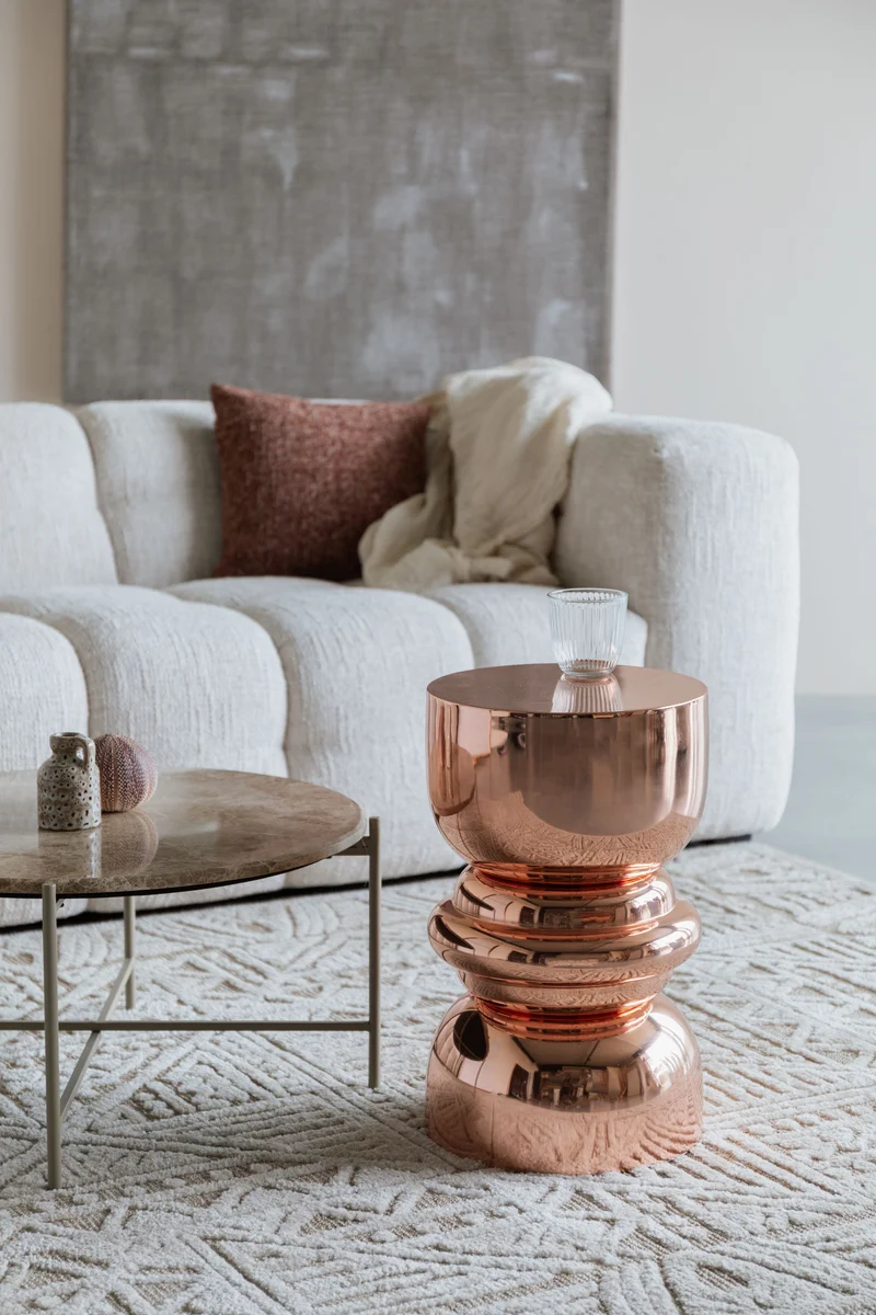 White Label Living Beistelltisch Kinga Copper – Bronze, Eisen, 29,5 × 29,5 × 48 cm