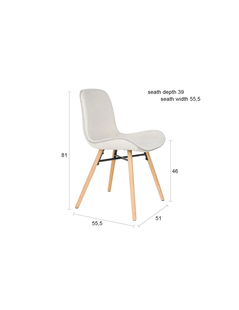 White Label Living Stuhl Lester – Beige, Polyester, 51 × 55,5 × 81 cm, 2er-Set