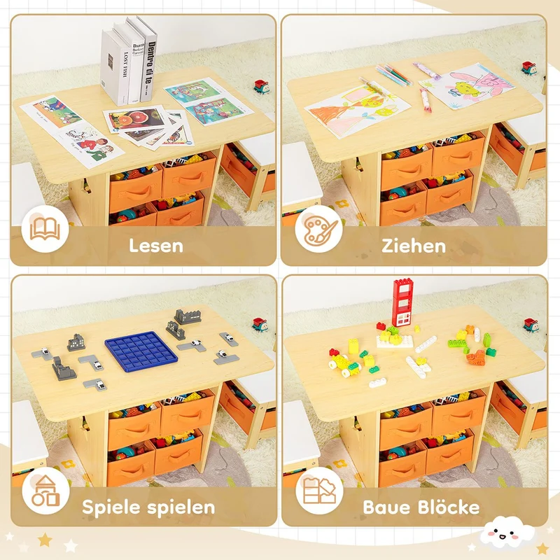 Yorbay Kindersitzgruppe mit Kindertisch und Stühlen