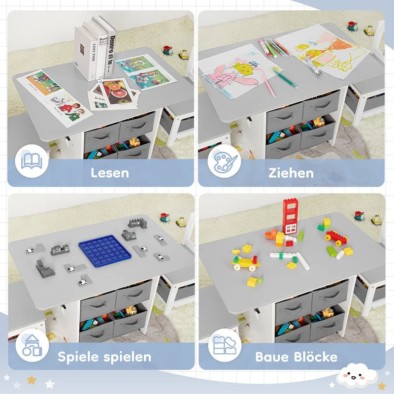Yorbay Kindersitzgruppe mit Kindertisch und Stühlen